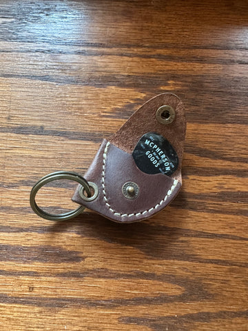 Leather guitar pick keychain