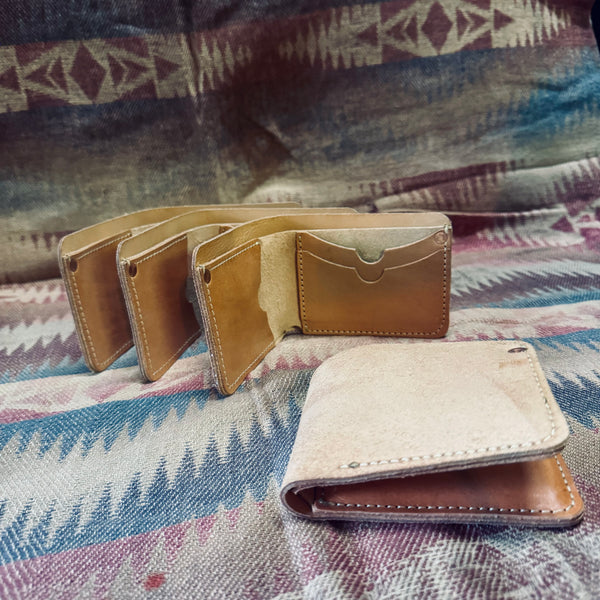 Bi Fold roughout veg tan leather wallet