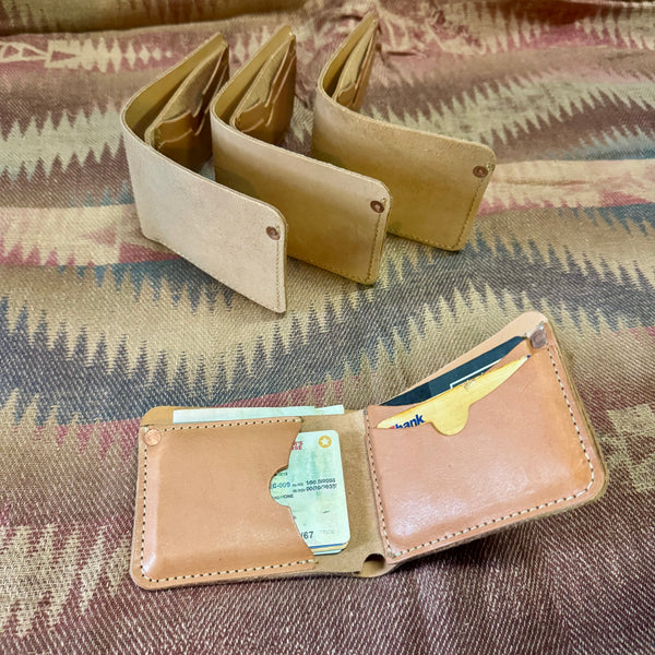 Bi Fold roughout veg tan leather wallet