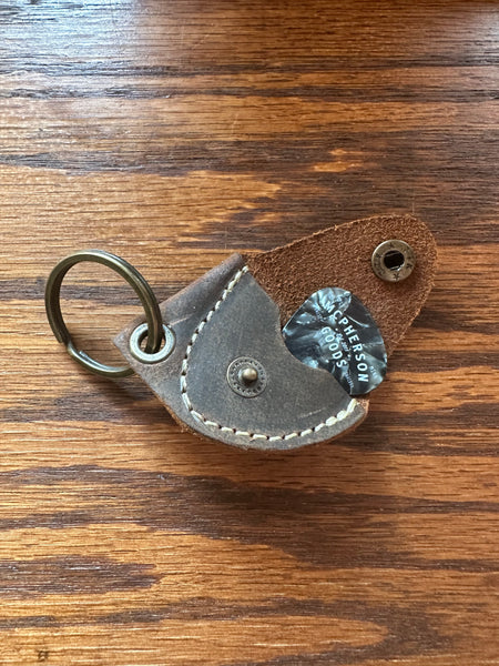 Leather guitar pick keychain