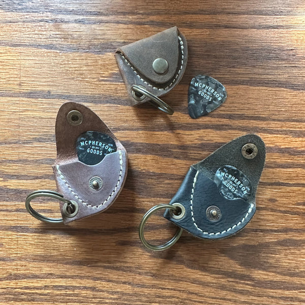 Leather guitar pick keychain