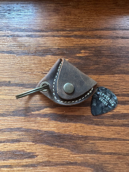Leather guitar pick keychain