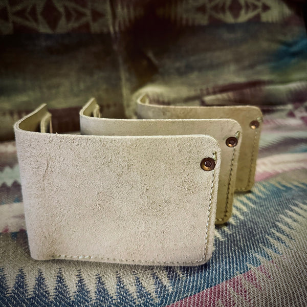 Bi Fold roughout veg tan leather wallet