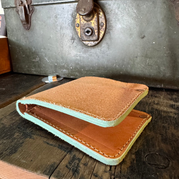Bi Fold veg tan leather wallet